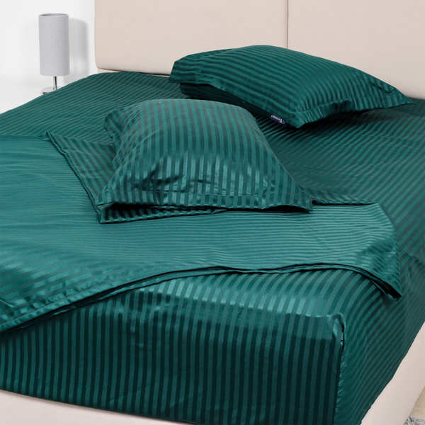 Luxury Satin Stripe Flat Bedsheet, Green