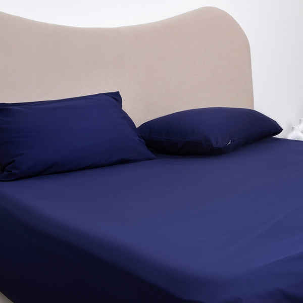 Pure Percale Cotton, Flat bed sheet set - Blue