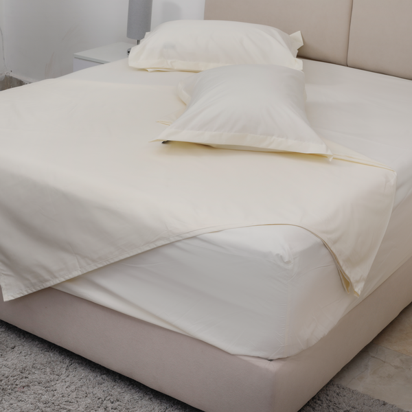 Pure Percale Cotton, Flat bed sheet set - Ivory