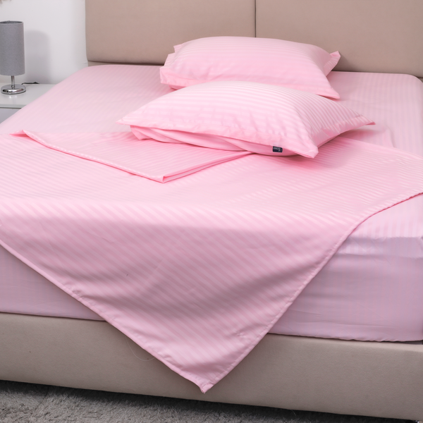 Luxury Satin Stripe Flat Bedsheet, Pink