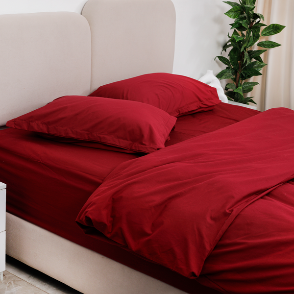 Pure Percale Cotton, Duvet cover set, Maroon