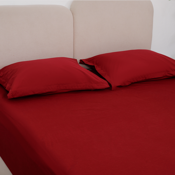 Pure Percale Cotton, Fitted bedsheet set, Maroon